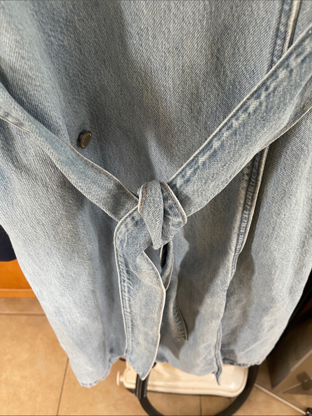 Universal Thread Denim Trench Coat Small Long Jacket Western - Picture 5 of 11